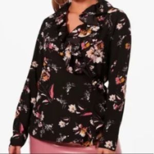 Boohoo Ruffle Floral Wrap Top Sz14, Worn Once